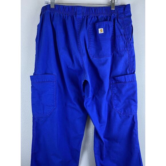 Blue Carhartt Sz L Pockets Elastic Waist Comfort Wide Leg Pants - Picture 5 of 10